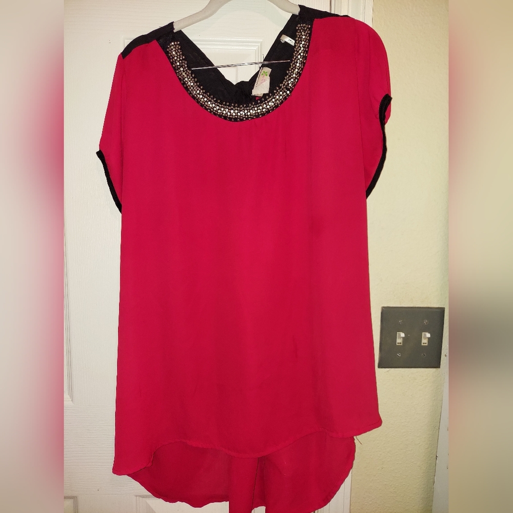Elegant red blouse.